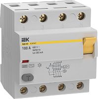 Выключатель дифференциальный (УЗО) KARAT ВД3-63 4P 100А 300мА 6кА тип AC | код MDV20-4-100-300 | IEK
